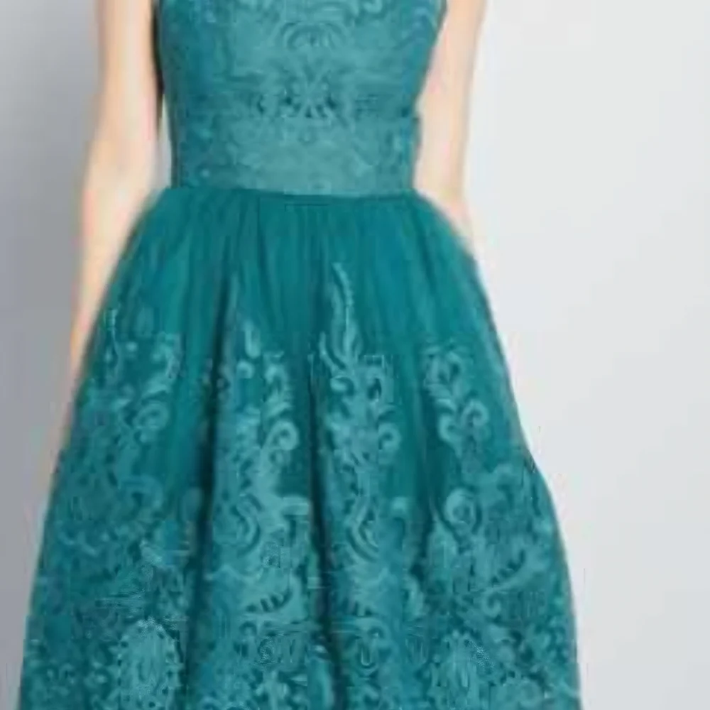 Chi Chi London Turquoise Lace Evening Gown - Picture 2 of 4